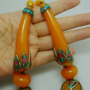 Ethnic Style Tibetan Accessories, Exaggerated Style Big Beads Nepalese Handmade Short Necklaces, Collarbone Chains