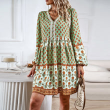 Load image into Gallery viewer, Women&#39;s Fall Vacation and Leisure Bohemian Long Dress
