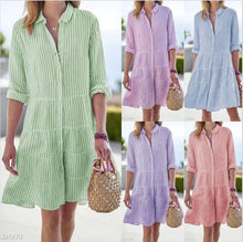 Load image into Gallery viewer, Women&#39;s Clothing Autumn Long Sleeve Women&#39;s Striped Shirt Dress
