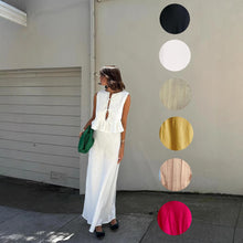 Load image into Gallery viewer, 6 Colors Breathable Cotton and Linen Pleated Sleeveless Straps, Women's Shirts, High Street Long Skirts.
