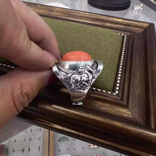 Load image into Gallery viewer, The Latest Tibetan Element Ring, Large Oval Retro Saddle, Back-shaped Ethnic Style Fashion Ring
