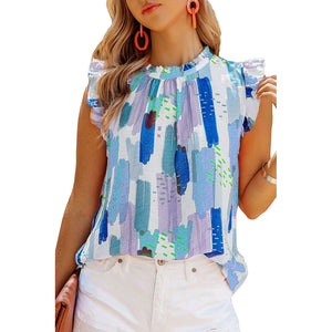 Summer New Loose Sleeveless Tops Color Printed Vest Tops