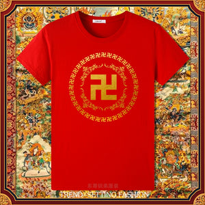 Buddha Heart Seal Ten Thousand Characters Buddha Cotton short-sleeved T-shirt for men and women
