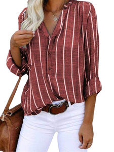 Simple Fashion Printed Striped Shirt Woman