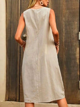 Load image into Gallery viewer, Casual Dress Cotton Linen Sleeveless Solid Amazon Loose U-neck Dress
