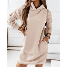 Load image into Gallery viewer, Autumn/Winter New Women&#39;s Wear with Hat Trendy Long Sleeve Solid Color Women&#39;s Dress
