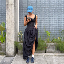 Load image into Gallery viewer, New Lazy Resort Style Pleated Front Cuff Design Extra-long Dress Goddess Skirt Swing Skirt
