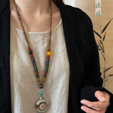 Load image into Gallery viewer, Ethnic Wood Buddha Bead Necklace Women&#39;s Tibetan Zen Retro Old Long Pendant Sweater Chain
