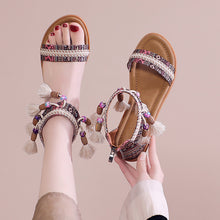 Load image into Gallery viewer, Bohemian Summer New Ethnic Fairy Open Toe Beaded Roman Sandals
