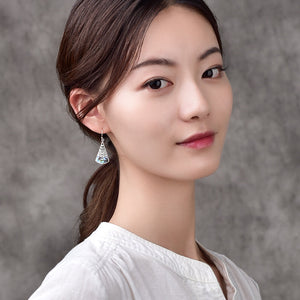 Sterling Silver Ethnic Style Earrings Openwork Pattern Fashion Shell Earrings Vintage Tibetan Style