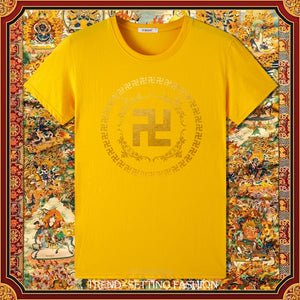 Buddha Heart Seal Ten Thousand Characters Buddha Cotton short-sleeved T-shirt for men and women