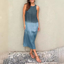 Load image into Gallery viewer, Women&#39;s Clothing Europe and The United States Summer Women&#39;s Casual Cotton and Linen Sleeveless Slit Gradual Change Dress
