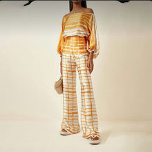 Load image into Gallery viewer, 2025 Spring New Suit Printed Round Neck Loose Bat Sleeve Waist Wide Leg Pants Fashion Suit
