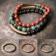 Load image into Gallery viewer, Red Blue Stone Beads Multi-layer Bracelet Couple Original Retro Ethnic Style Bracelet Women&#39;s Literary and Male Jewelry
