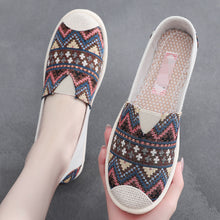 Load image into Gallery viewer, Ethnic Stripe Cloth Shoes Breathable Flat Sole Women&#39;s Single Shoes with One Step Lazy Canvas Shoes
