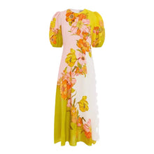 Load image into Gallery viewer, New Printing Fashion Bubble Sleeve Versatile Slim Swing Dress
