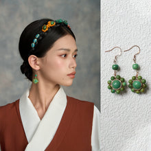 Load image into Gallery viewer, Tibetan Style Handmade Turquoise Earrings 925 Sterling Silver Ear Hooks Niche Retro Ethnic Style Jewelry
