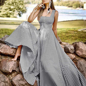 Summer New Stripe Slim Fit Sleeveless Dress Women's Tank Top Dress