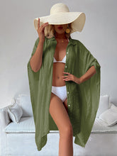 Load image into Gallery viewer, New Bamboo Knot Cotton Shirt Style Loose Beach Cardigan Vacation Sun Protection Suit Bikini Cover Up Shirt Swimsuit Over Cardigan
