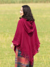 Load image into Gallery viewer, Summer Solid Color Hooded Shawl Women&#39;s Knitting Outside with Spring and Autumn Travel Tassel Pullover Hooded Cape Shawl
