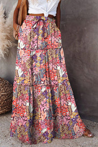 New Bohemian Style Skirt, Loose Fitting Casual High Waisted Long Skirt