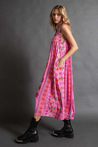 Summer New Women's Retro Print Loose Sleeveless jumpsuit