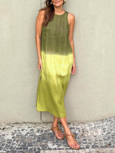 Load image into Gallery viewer, Women&#39;s Clothing Europe and The United States Summer Women&#39;s Casual Cotton and Linen Sleeveless Slit Gradual Change Dress
