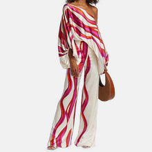 Load image into Gallery viewer, 2025 Spring New Suit Printed Round Neck Loose Bat Sleeve Waist Wide Leg Pants Fashion Suit
