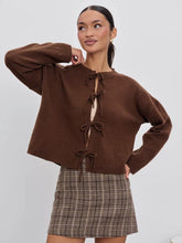 Load image into Gallery viewer, Autumn and Winter Casual Loose Cardigan Lace-up Solid Color Knitted Sweater Women
