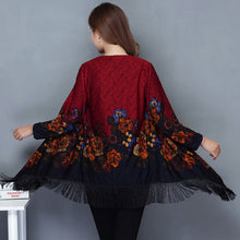 Load image into Gallery viewer, Autumn Outerwear Women&#39;s Mid Length Ethnic Style Cape Printed Loose Outerwear Cape with Oversized Cardigan
