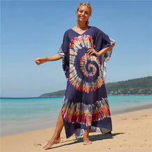 Load image into Gallery viewer, Hot Cotton Watermark Printed Beach Cover Up Robe Style Beach Vacation Sun Protection Bikini Cover Up
