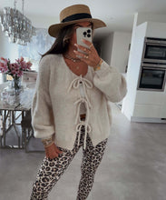 Load image into Gallery viewer, Crew Neck Lace-up Knitted Cardigan Jacket Autumn and Winter New Solid Color Commuting Simple Sweater Women
