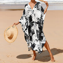 Load image into Gallery viewer, Summer Cotton Printed Beach Blouse Vacation Casual Bikini Sunscreen Beach Skirt

