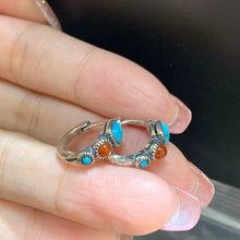 Load image into Gallery viewer, Ethnic Style High Value Light Luxury Bohemian Style Niche Design Red and Green Stone Double Earrings Ear Buckle Tibetan Style
