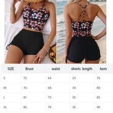 Load image into Gallery viewer, Printed Flower Tankini Set  Girl Swimwear Adjustable Strap Vest Bra Female Flower Shorts Bikini Drawstring Women Beach Set
