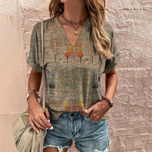 Load image into Gallery viewer, Retro Women&#39;s T-Shirt Summer V-Neck Short Sleeve Tee Casual Harajuku Stripe Print T Shirt for Women Streetwear Pullover Tops New
