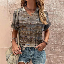 Load image into Gallery viewer, Retro Women&#39;s T-Shirt Summer V-Neck Short Sleeve Tee Casual Harajuku Stripe Print T Shirt for Women Streetwear Pullover Tops New
