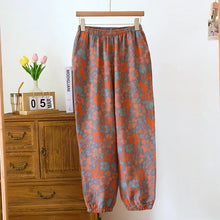 Load image into Gallery viewer, 2025 New Spring Summer Women&#39;s Pajamas 100% Cotton Crepe Pants Women&#39;s Comfortable Loose Large Leaf Home Pants Thin bottoms

