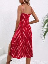 Load image into Gallery viewer, 2024 Summer Sexy Spaghetti Straps Dress Women Fashion Polka Dot Print Sleeveless Slit Dress Boho Casual Beach Midi Dresses
