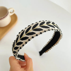 New Fashion Headband For Women Top Bohemia Leaf Embroidery Hairband Girls Spring Turban Hair Accessories