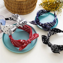 Load image into Gallery viewer, Fashion Paisley Bandana Headband for Women Top Knotted Bow Hairbands Cute Rabbit Ear Turban Headwrap Hair Band Girls Accessories
