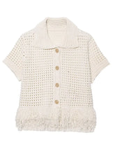 Load image into Gallery viewer, Women Crochet Hollow Out Top Shorts Set Fashion Round Neck Cardigan Crop Tops 2 Piece Sets Summer Lady Y2k Beach Party Outfit
