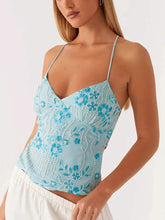 Load image into Gallery viewer, Fashion Solid Sequins Halter Crop Tops For Women Glitter Y2k Backless Lace-up Slim V Neck Top Summer Party Camisole Tank Shirts
