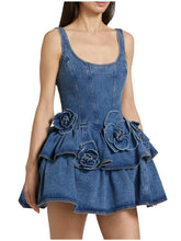 Load image into Gallery viewer, Chic Summer 3d Floral Denim Mini Dress Vintage A Line Halter High Street  Jean Vesidos 2025 New Lady Partyy2k Fashion Clothing
