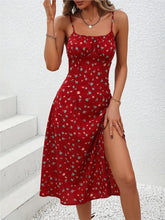 Load image into Gallery viewer, 2024 Summer Sexy Spaghetti Straps Dress Women Fashion Polka Dot Print Sleeveless Slit Dress Boho Casual Beach Midi Dresses
