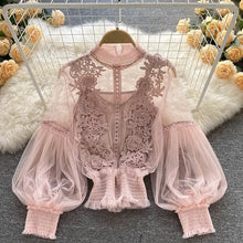 Load image into Gallery viewer, Lace Puff Long Sleeve Blouse Vintage Fashion Blouses Elegant Femme Blusas Korean Woman Tops Women Shirts Clothing Dropshipping
