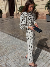 Load image into Gallery viewer, Fashion Print Patchwork Lantern Sleeve Shirt Skirt Set Women Casual Loose High Waist A-line Skirts 2025 New Vocation Streetwear

