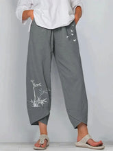 Load image into Gallery viewer, Vintage Print Women Pants Fashion Irregular Casual High Waist Elastic Waist Straight Loose Trousers Summer Lady Cargo Pantalon
