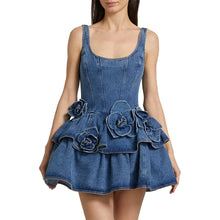 Load image into Gallery viewer, Chic Summer 3d Floral Denim Mini Dress Vintage A Line Halter High Street  Jean Vesidos 2025 New Lady Partyy2k Fashion Clothing

