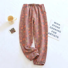 Load image into Gallery viewer, 2025 New Spring Summer Women&#39;s Pajamas 100% Cotton Crepe Pants Women&#39;s Comfortable Loose Large Leaf Home Pants Thin bottoms
